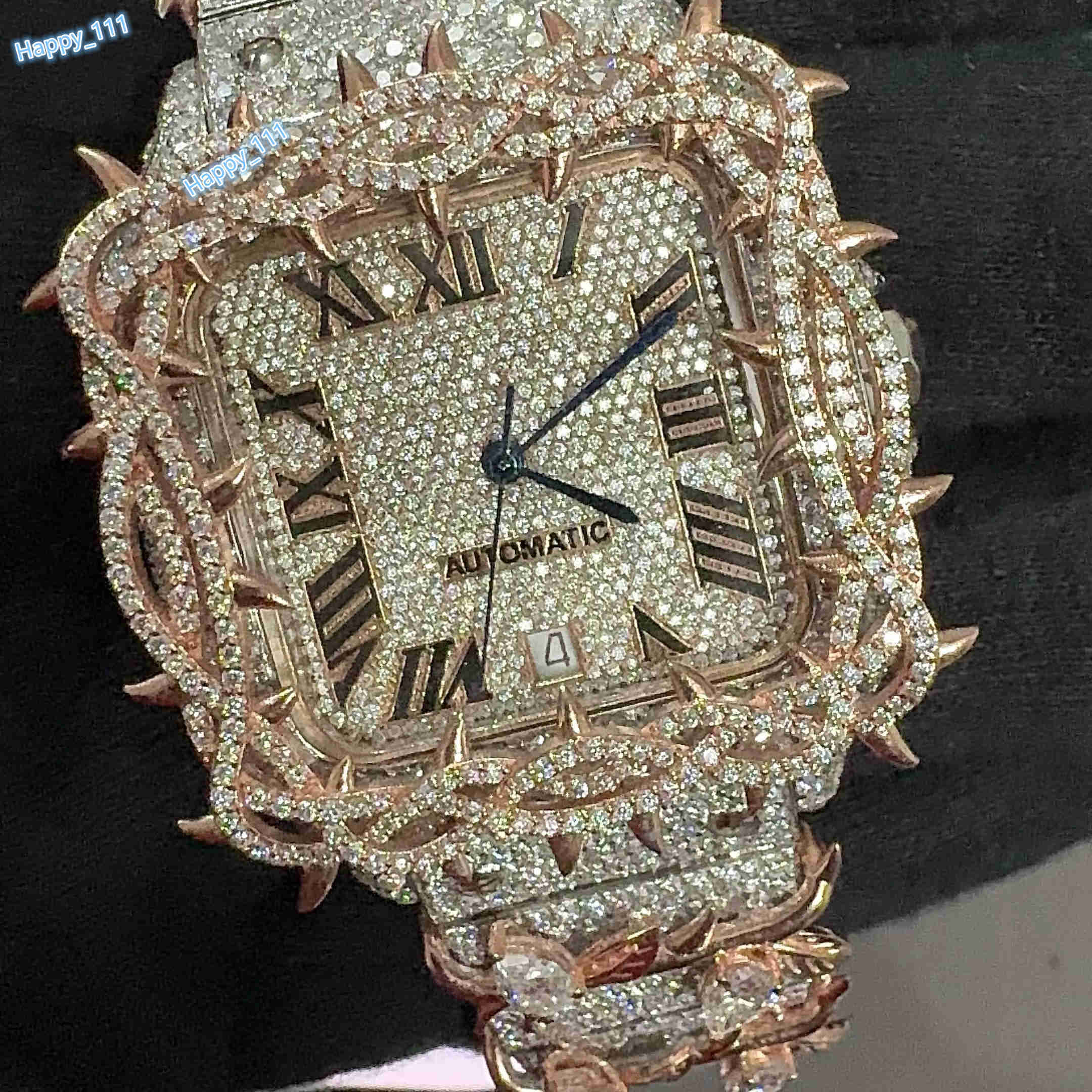 Luxury Diamond Watches Rose Gold Handmade Movement Iced Out for Moissanite Watches Men Jewelry