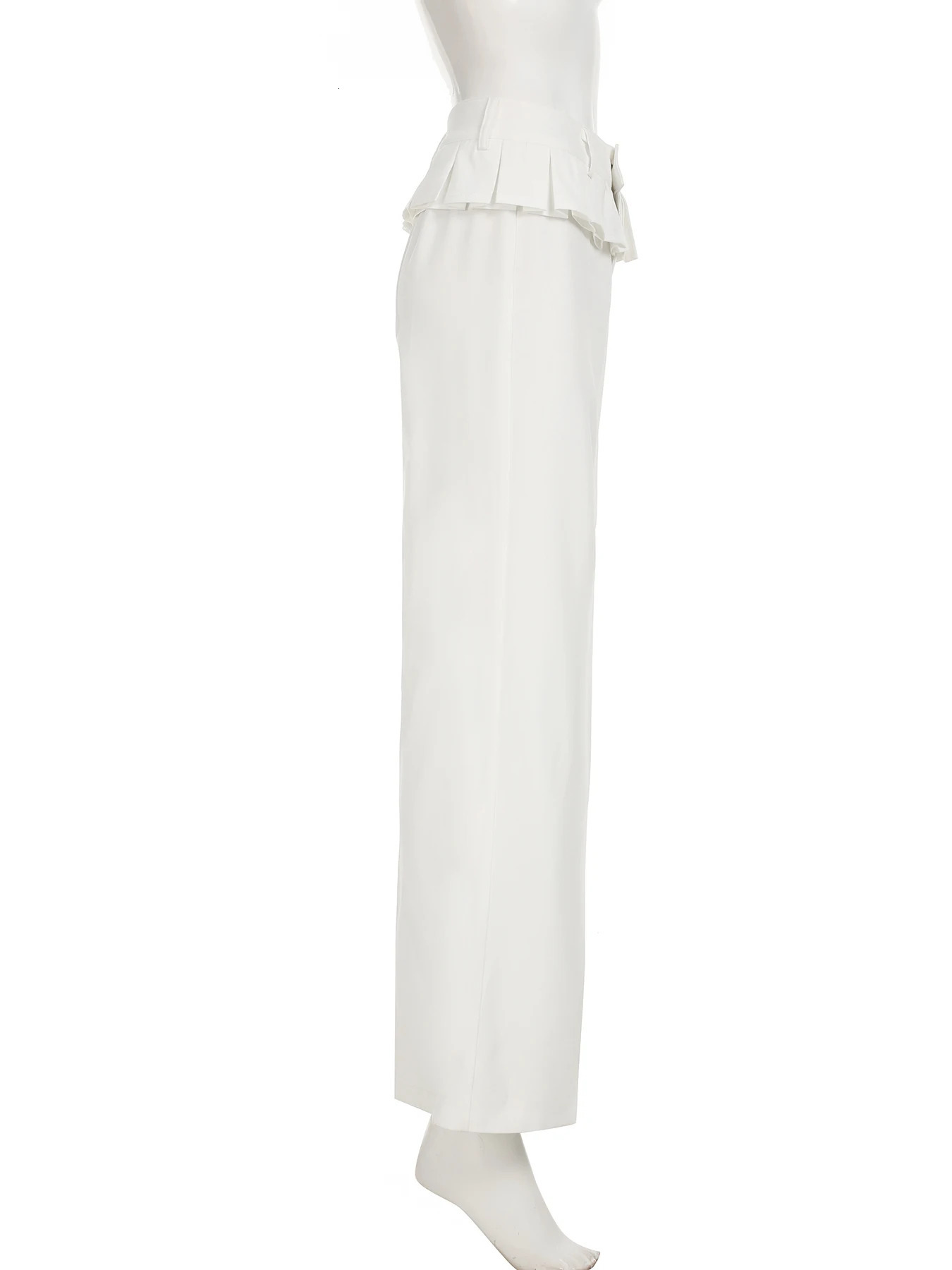 IAMSURE Casual Patchwork Wide Leg Pants Loose Solid Low Waist Straight for Women 2025 Summer Fashion Street Clothing 250506