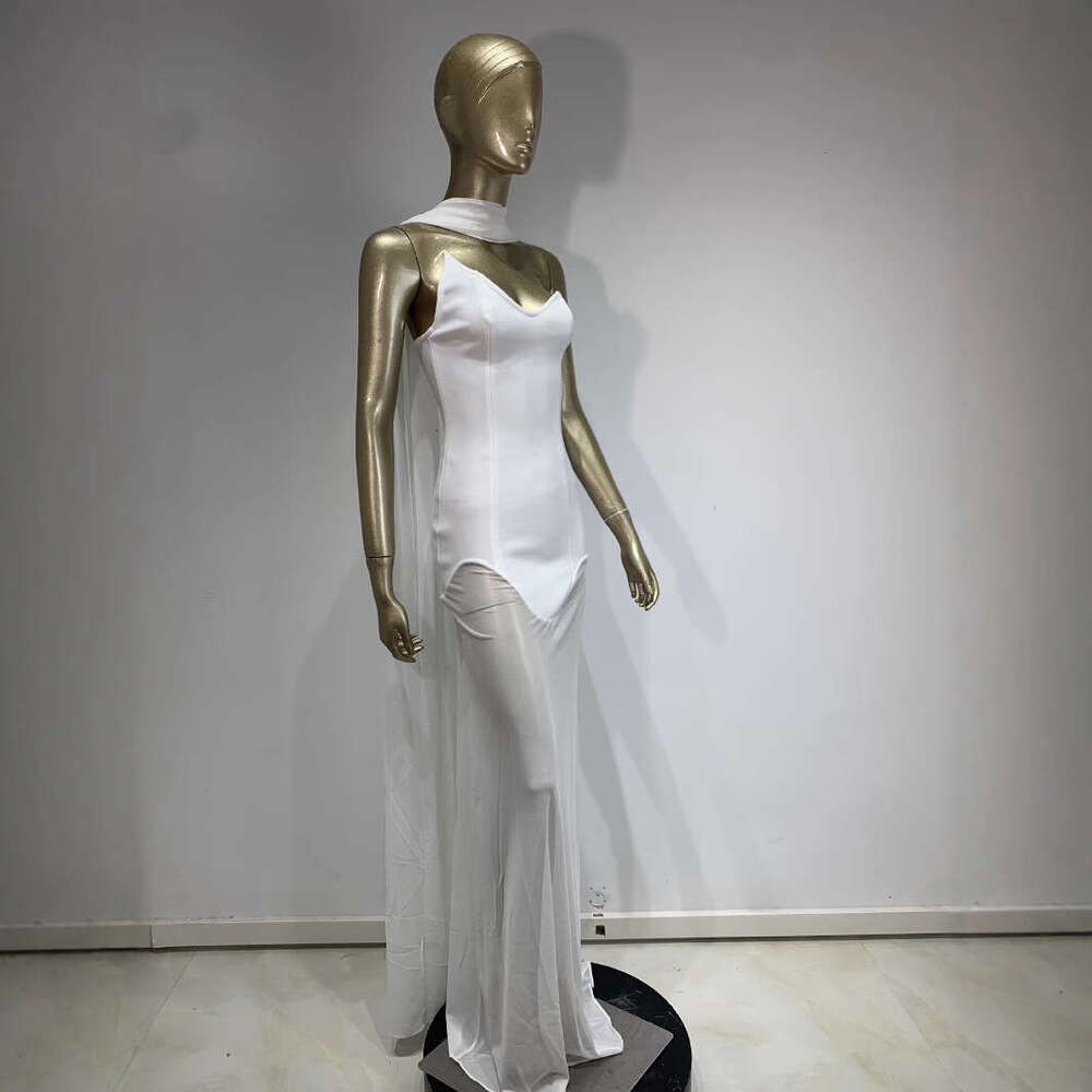 Maxi Dress New Formal Strapless And Neck Hanging Transparent Long Dress Party Dress KQ