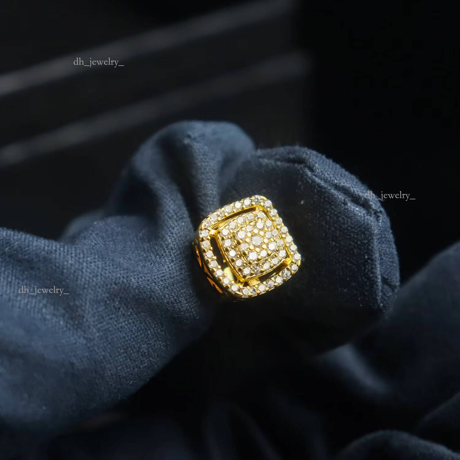 Personalized Hip Hop Men Women Sterling Iced Out Moissanite Square Gold Geometric Shape Sier Stud Earrings
