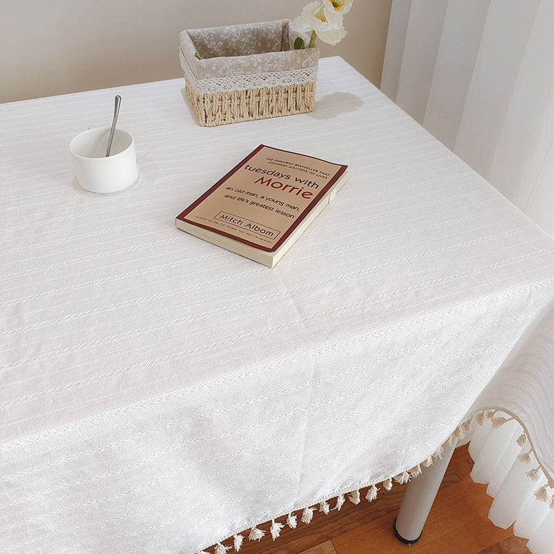 B392 Japanese style tablecloth same style jacquard desk cloth home rectangular tablecloth cotton and linen high-grade dust-proof coffee table cloth ta