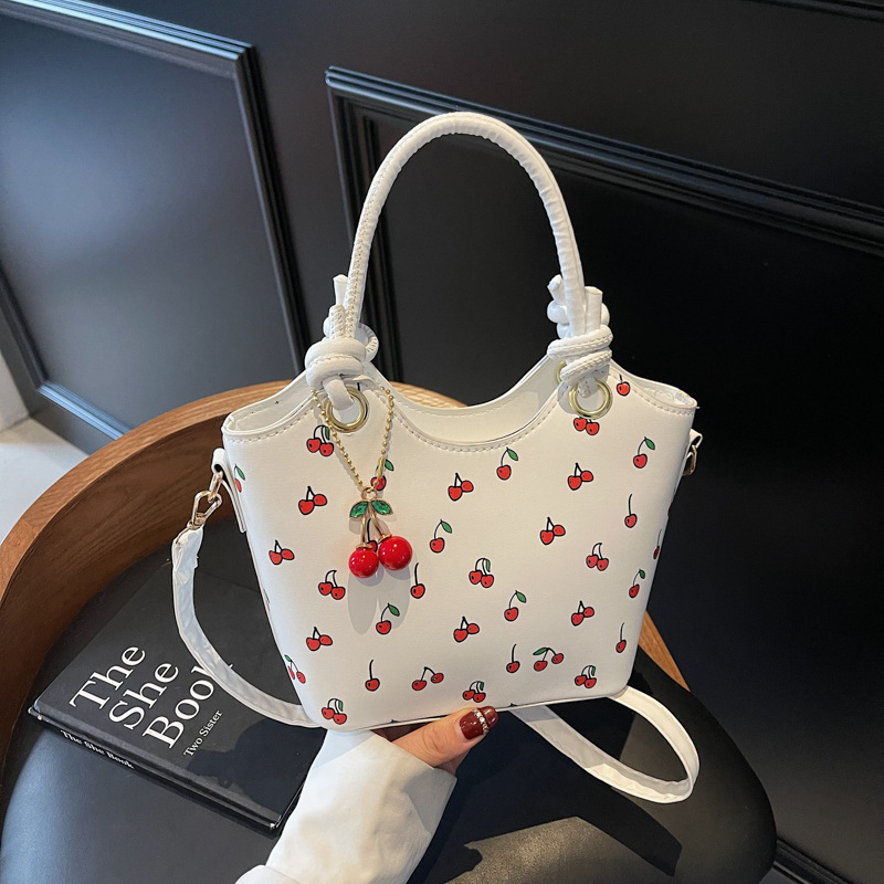 Free Delivery Designer Bag Trendy Girl Hand Fashionable Commuter Cherry Tote Niche Printed Texture Shoulder Underarm Luxury Bag