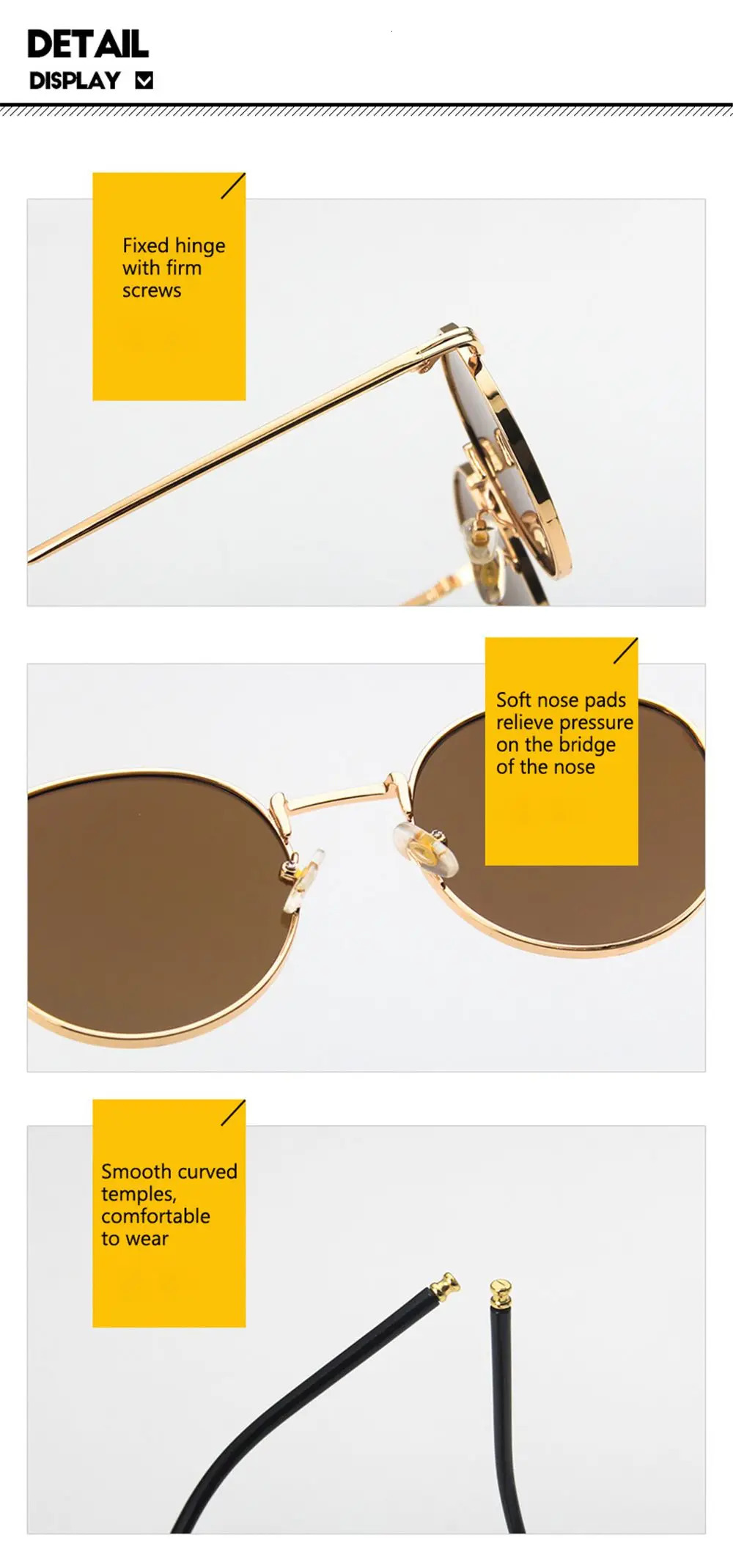 Fashion Glasses Fishing Metal Frame Shades Round Sun Eyewear Women Men Sunglasses 250515