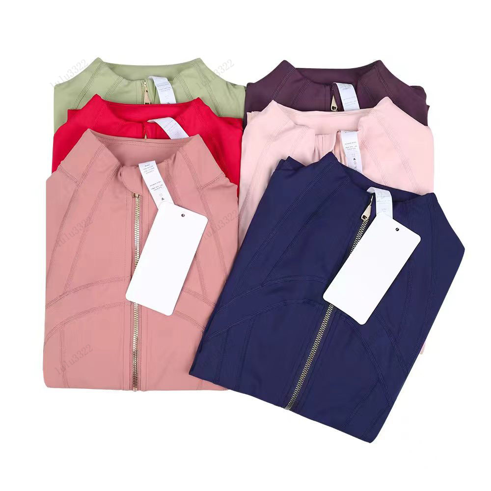Hot sale Yoga short Jacket WomenDefine Workout Sport Coat Fitness gold zipper Jacket Sports Quick Dry Activewear Top Solid Zip Up Sweatshirt Sportwear Hot Sell