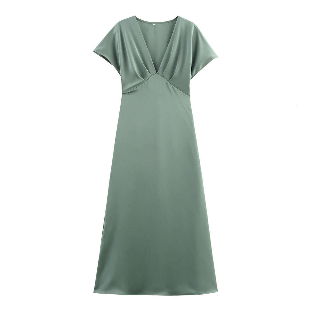 Maxi Dress Women S Clothing Early Spring New Item High End Silk Texture Bubble Sleeve Temperament Long Skirt KQ