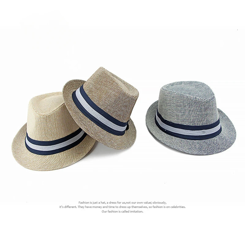 Middle-aged and Elderly Mens Top Hat Spring Summer Sun Protection Beach Cap Grass Wedding Fedora Jazz Hat Party 250516