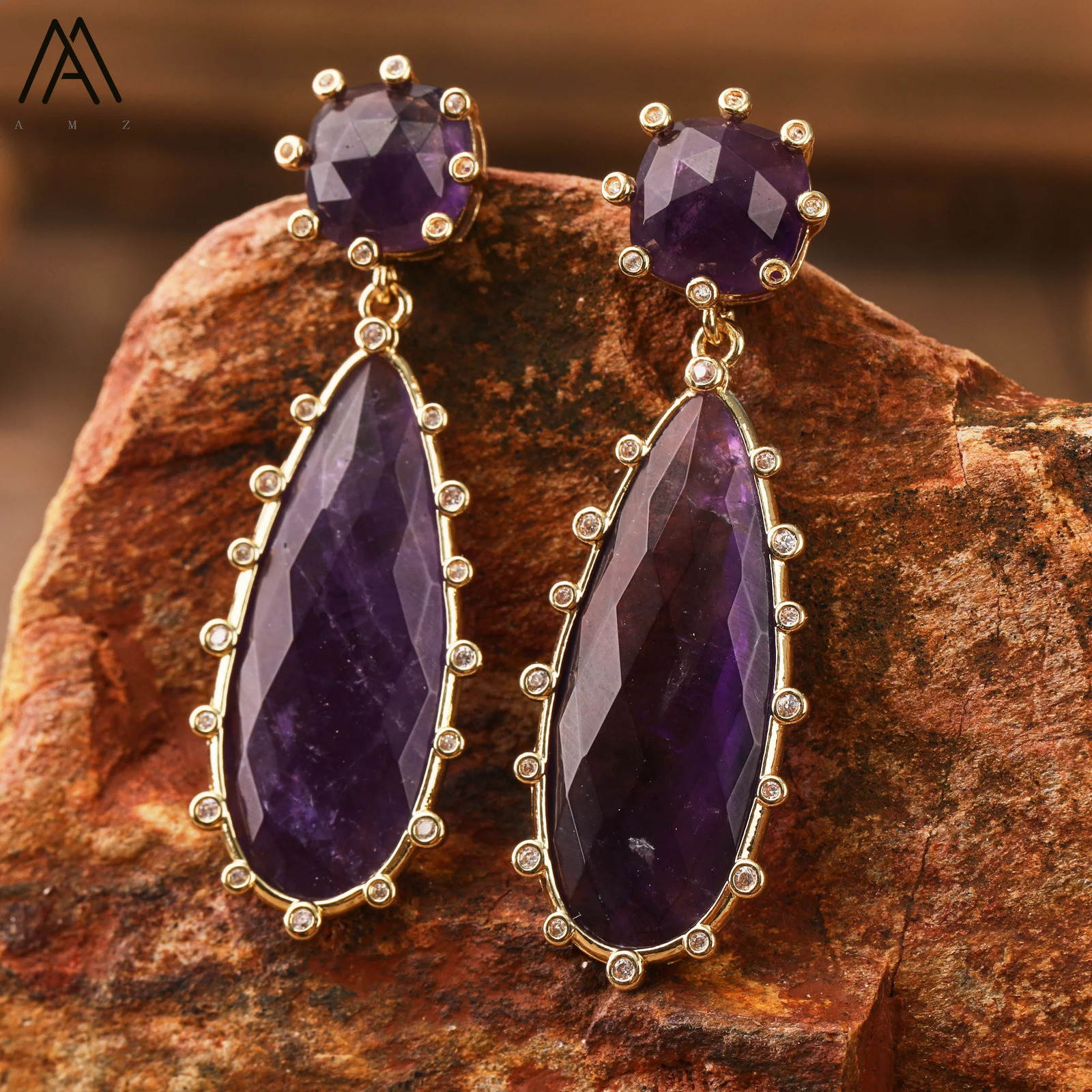 Long Dangle Earrings Women Teardrop ite Gemstones Stud Earrings Elegant Bold Party Wedding Jewelry Gifts Wholesale 250516
