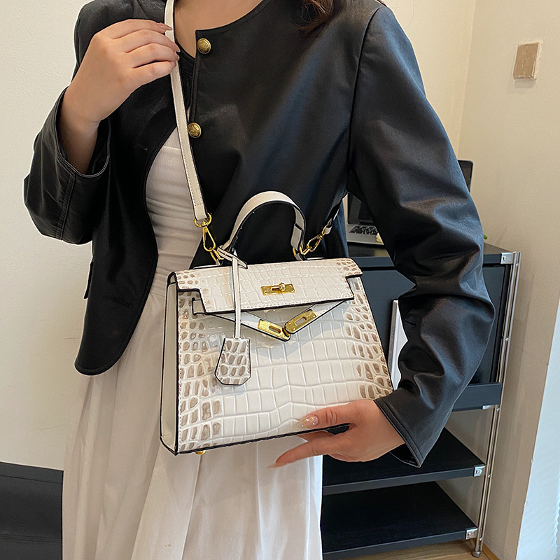 Top Quality Brand High-quality New Item Free Delivery Designer Bag 2024 Fashion Kelly High-end Portable Small Square Crocodile Pattern Shoulder Crossb