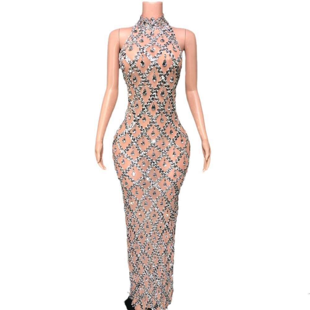 Maxi Dress STOCK Shiny Diamond Large Women S Evening Long Dress KQ