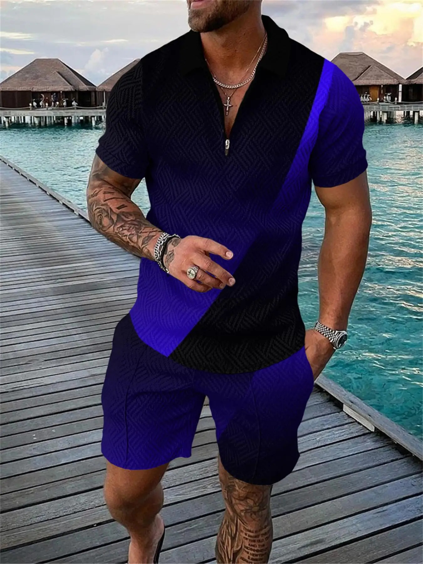 Abstract Dots 3D Print Polo Shirts Shorts Sets Mens Fashion Tracksuit Oversized Short Sleeve Shirt Pants Set Man Suits Clothing 250517