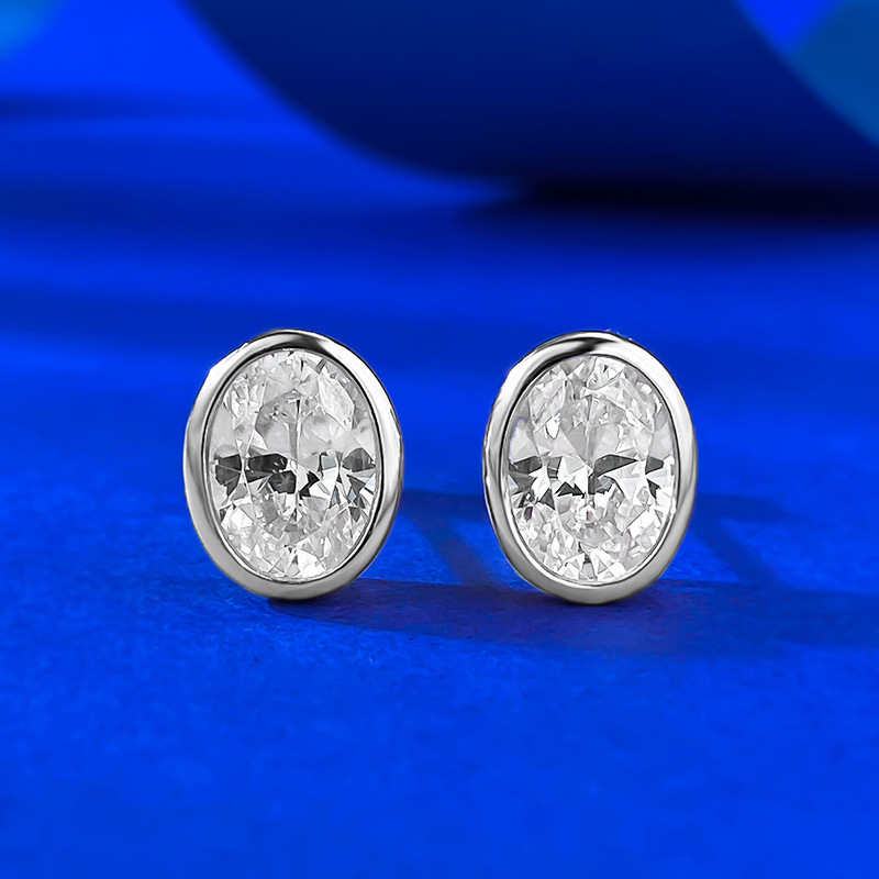 Choucong Brand Classical Jewelry Stud Earrings Genuine 100% 925 Sterling Silver 18k Gold Oval Cut White Moissanite Diamond Women Fashion Wedding Earri