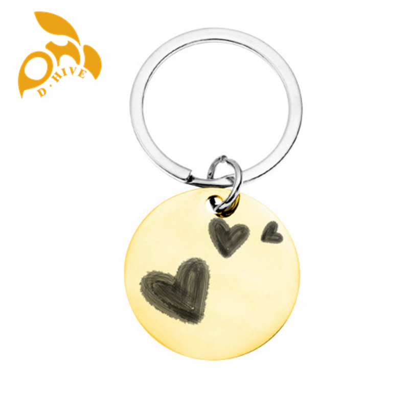 Stainless steel keychain (double-sided laser engraving) 3x3cm suitable for pet accessories.