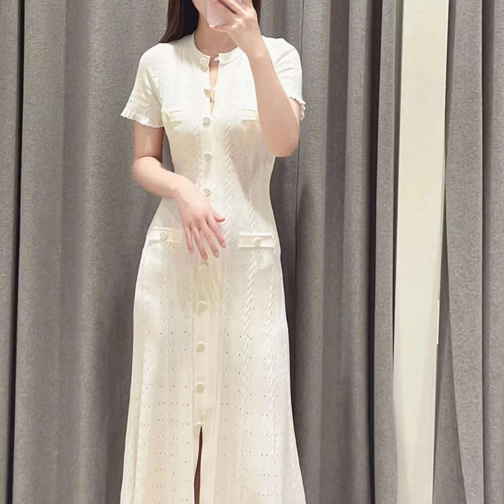Maxi Dress Pure Yuan S Home New Autumn French Light Luxury Knitted Mushroom Edge Dress Female First Love Hollow Long Skirt KQ