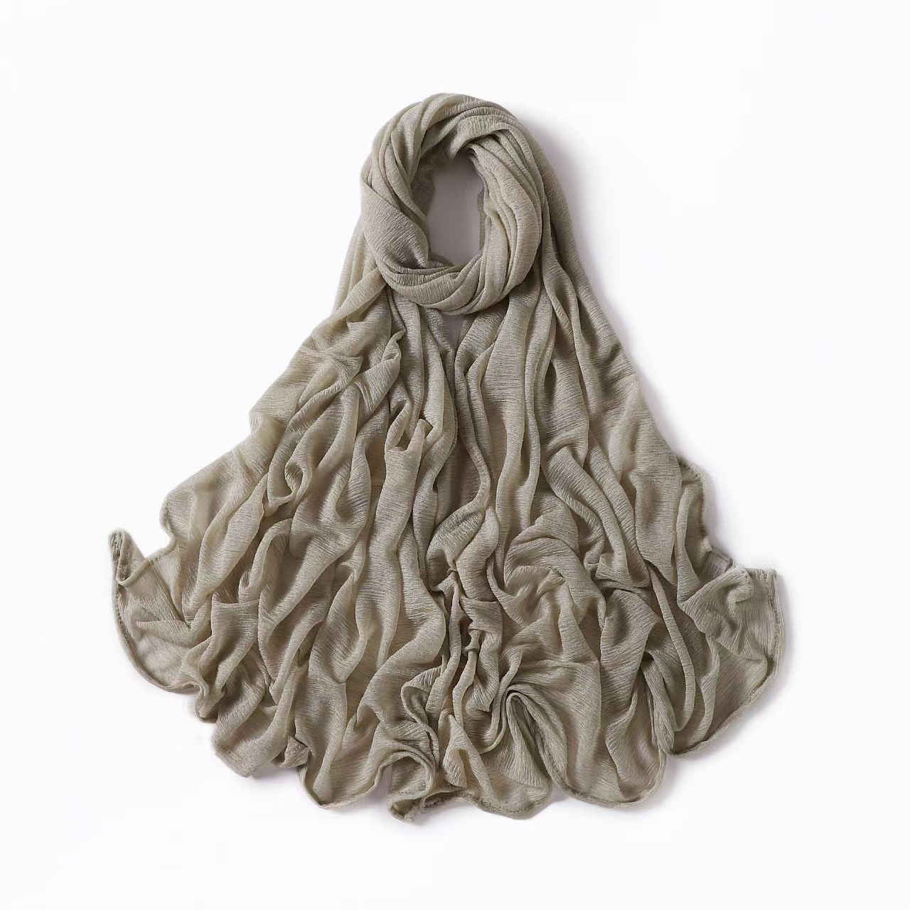 T740 solid color headscarf scarf elastic wrinkled bark pleated cotton solid color long scarf Indonesian scarf