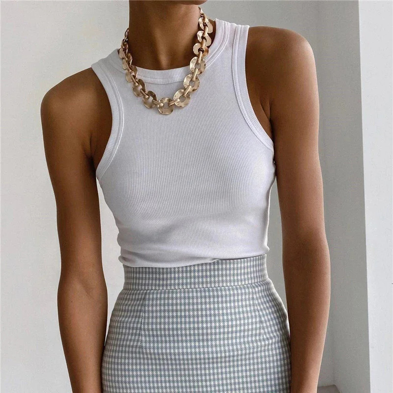 Tank Tops Women Yellow Casual Vest Sleeveless Camis Shoulder Womens Tank Top Ribbed Knitted Tops Summer Woman Shirts Tank Top250514