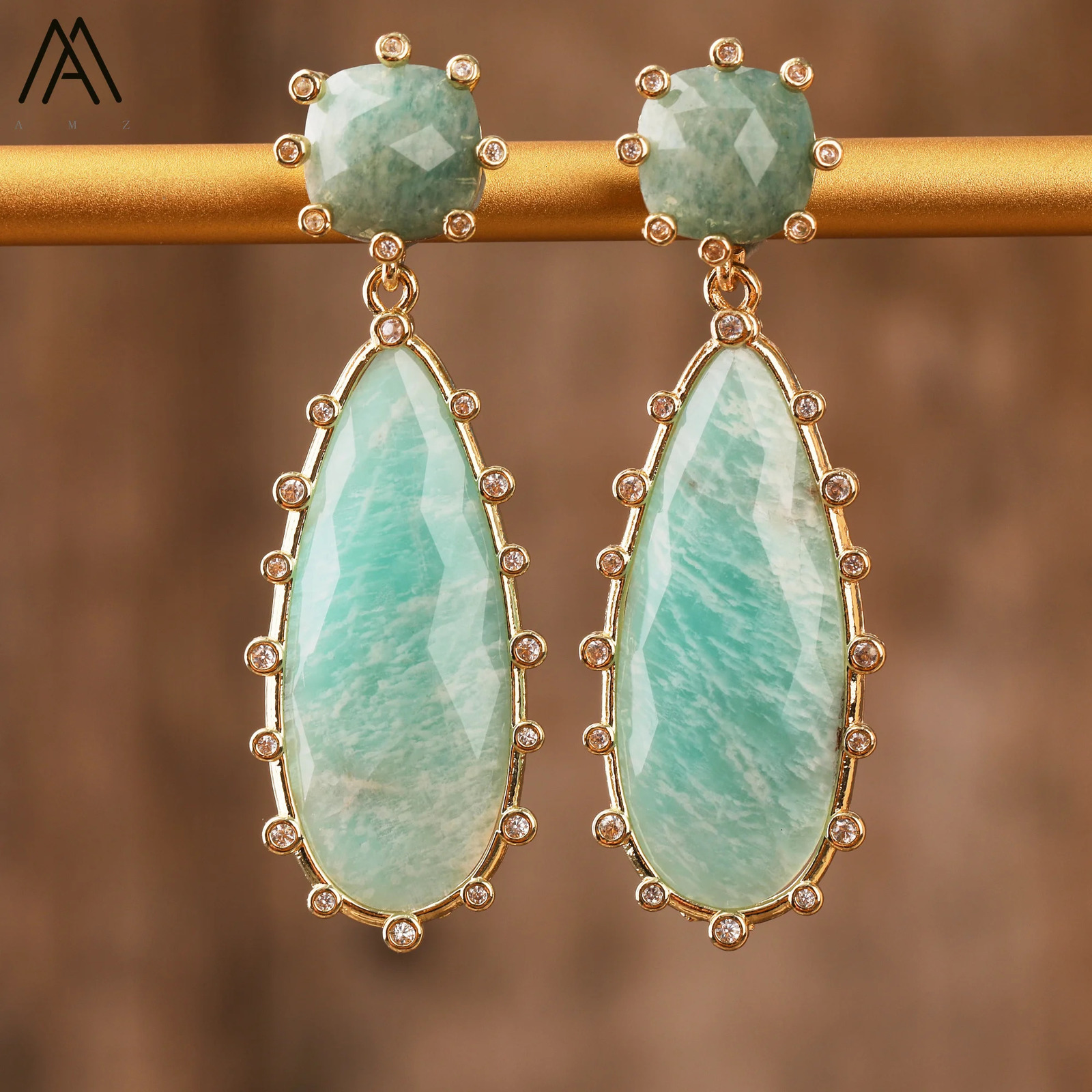 Long Dangle Earrings Women Teardrop ite Gemstones Stud Earrings Elegant Bold Party Wedding Jewelry Gifts Wholesale 250516