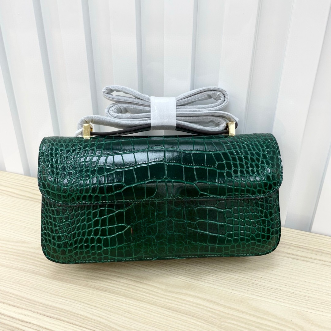 100% Real Leather Shoulder Bags Alligator Design High Quality Women Fashion Bag Horizontal Crossbody Bag Luxury Purses And Handbags Evening Clutch Gold Buckle 3196