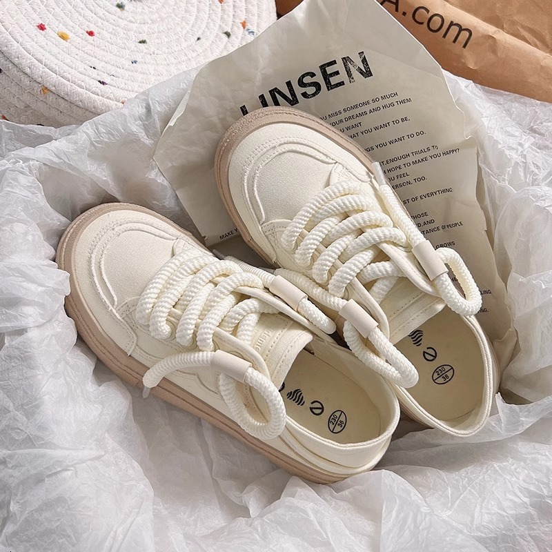 Thick soled canvas white women's new Korean style height increasing multifunctional shoes designer casual sports shoes