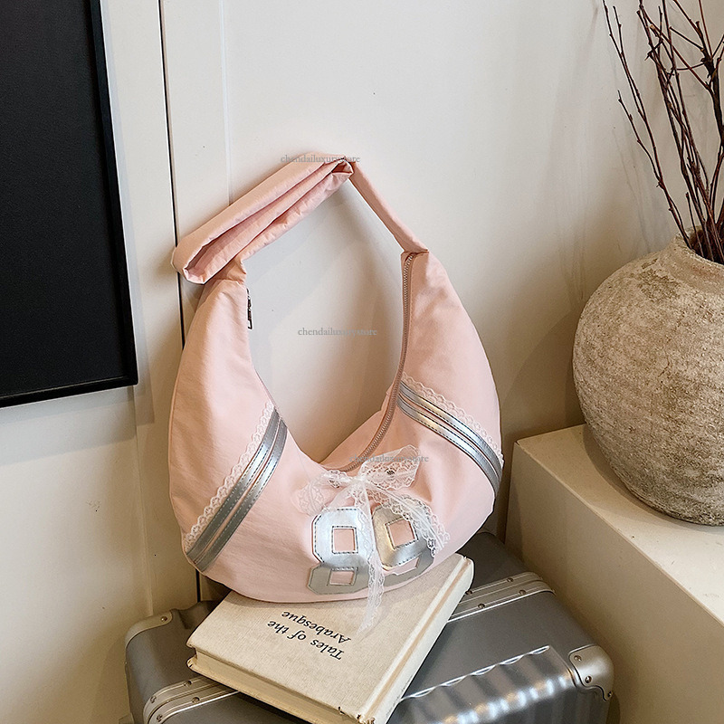Free Delivery Designer Bag Women's Shoulder Crossbody Bag Fashionable Lace Bow Casual Student Cloth Bag Simple And Versatile Crescent Bag Handbag