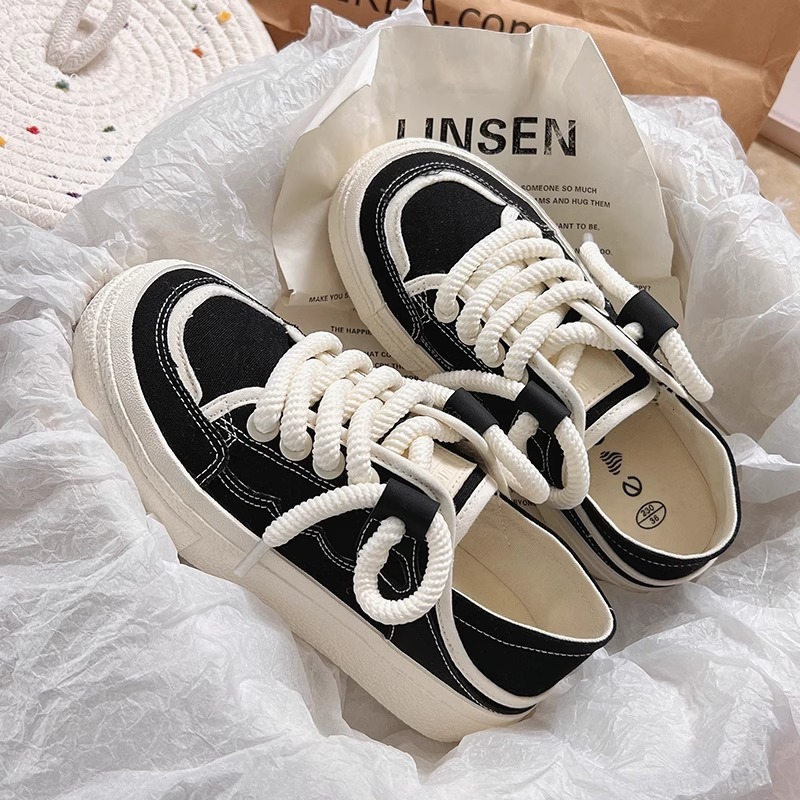 Thick soled canvas white women's new Korean style height increasing multifunctional shoes designer casual sports shoes