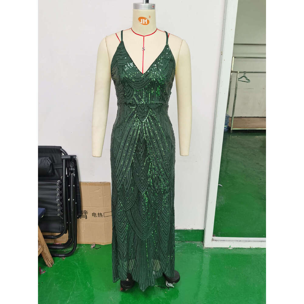 Maxi Dress Sexy Women S Deep V Neck Camisole Sequin Party Dress Long Skirt Formai Dress