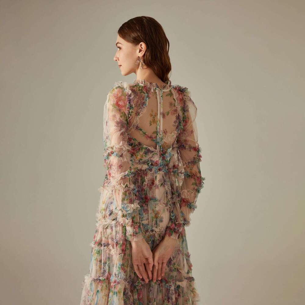 Maxi Dress Floral Spring And Autumn High End Evening French Long Wedding Women S Dress KQ