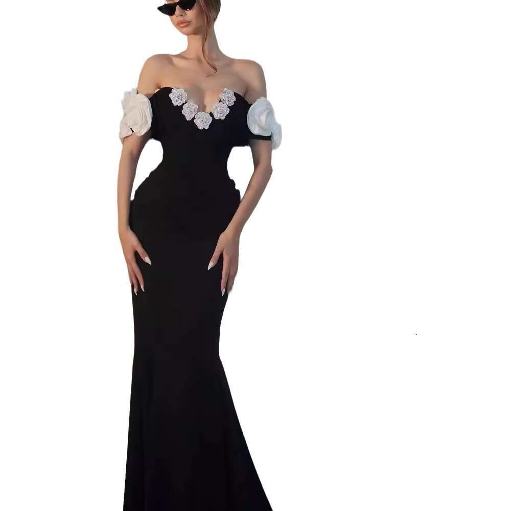 Maxi Dress New Evening Elegant And Fashionable Off Shoulder V Neck Stickers Bandage Party Dress Formai Dress