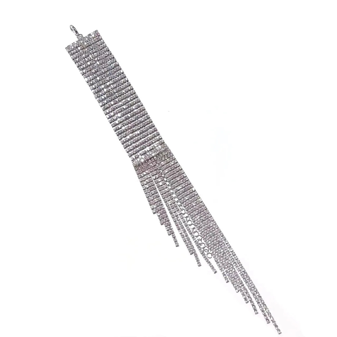 Fashion Long Tassel Rhinestone Bracelet Hand Jewelry for Women Bridal Crystal Statement Bracelets Wedding Jewellery 250517