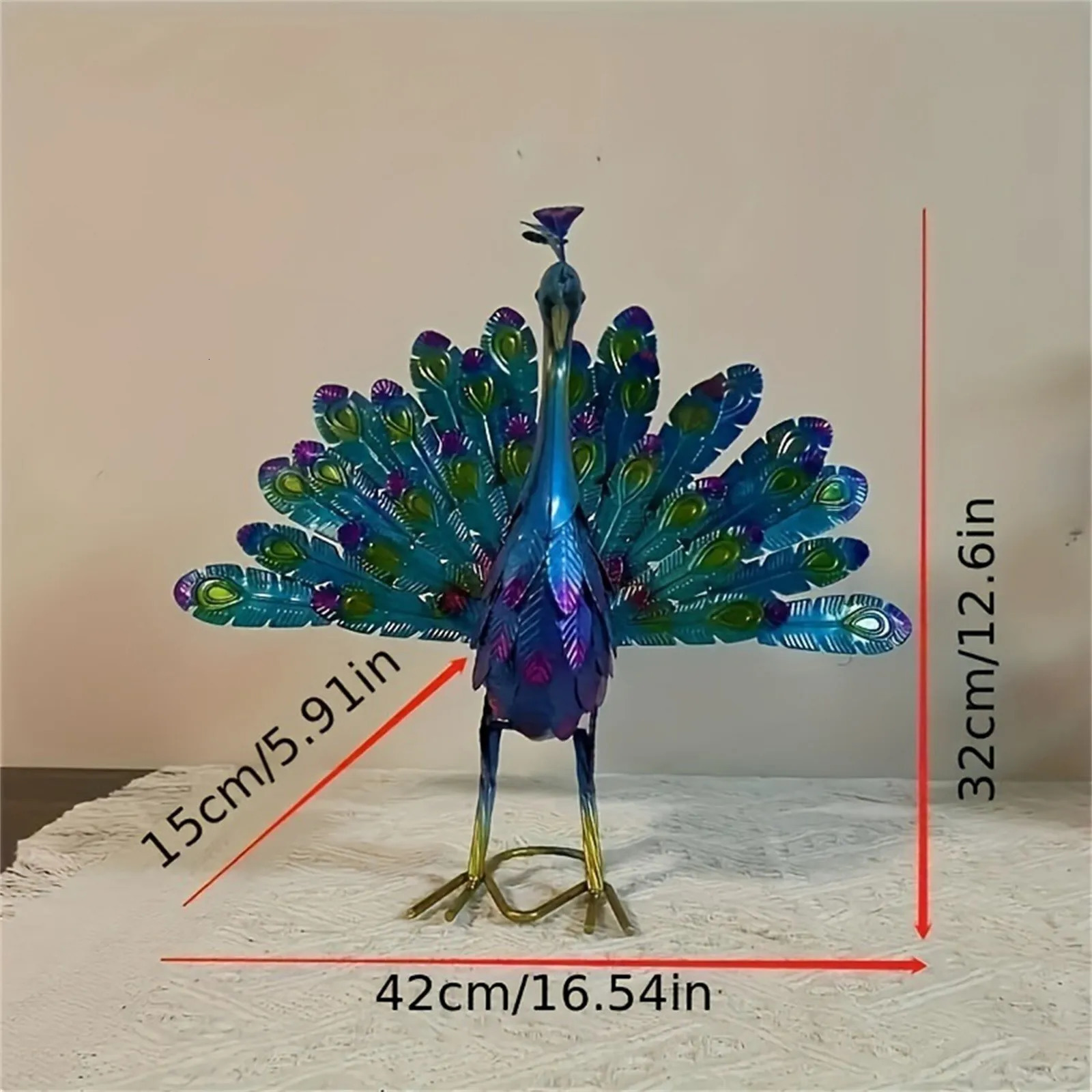 Peacock Statue Sculpture Handmade Crafts Ornament Animal Figurine Standing Posture Collectible Peacock Figurine Garden Craft 250517