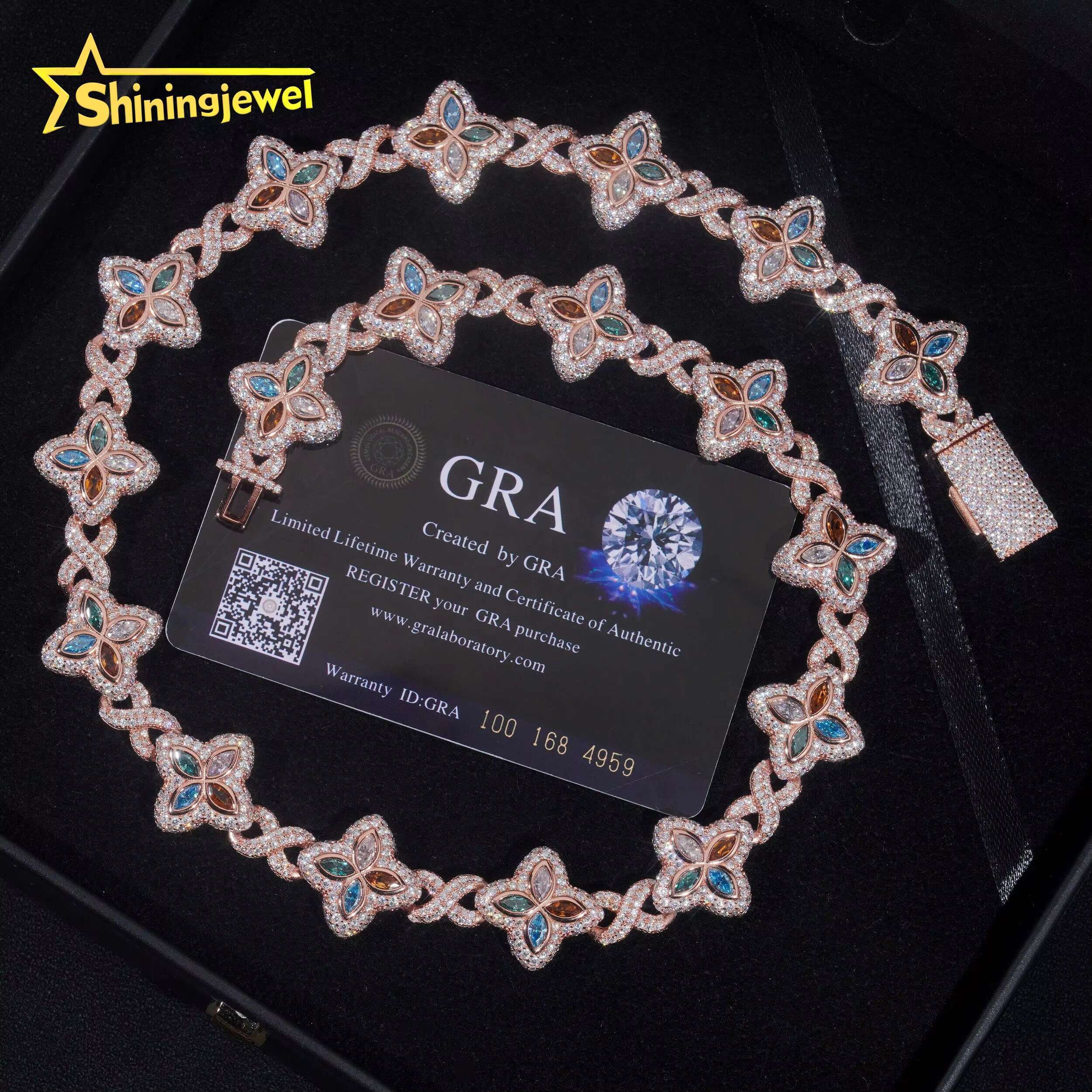 New Luxury Man Rapper Style Jewelry Iced Out 925 Silver Hip Hop VVS1 Moissanite Diamond Infinity Miami Clover Cuban Link Chain