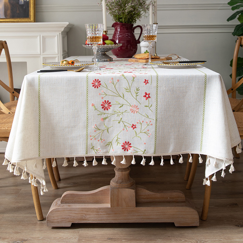 D305 new three-dimensional embroidered tablecloth American light luxury high-end rectangular tablecloth retro atmosphere desk coffee table