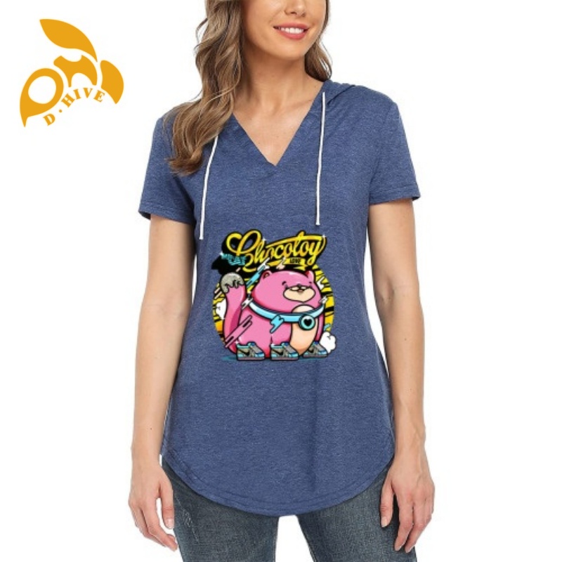Free Shipping Designer Summer Oversize shirt Customized Tees black Ladies' short-sleeved V-tie hat T-shirt S-XXL