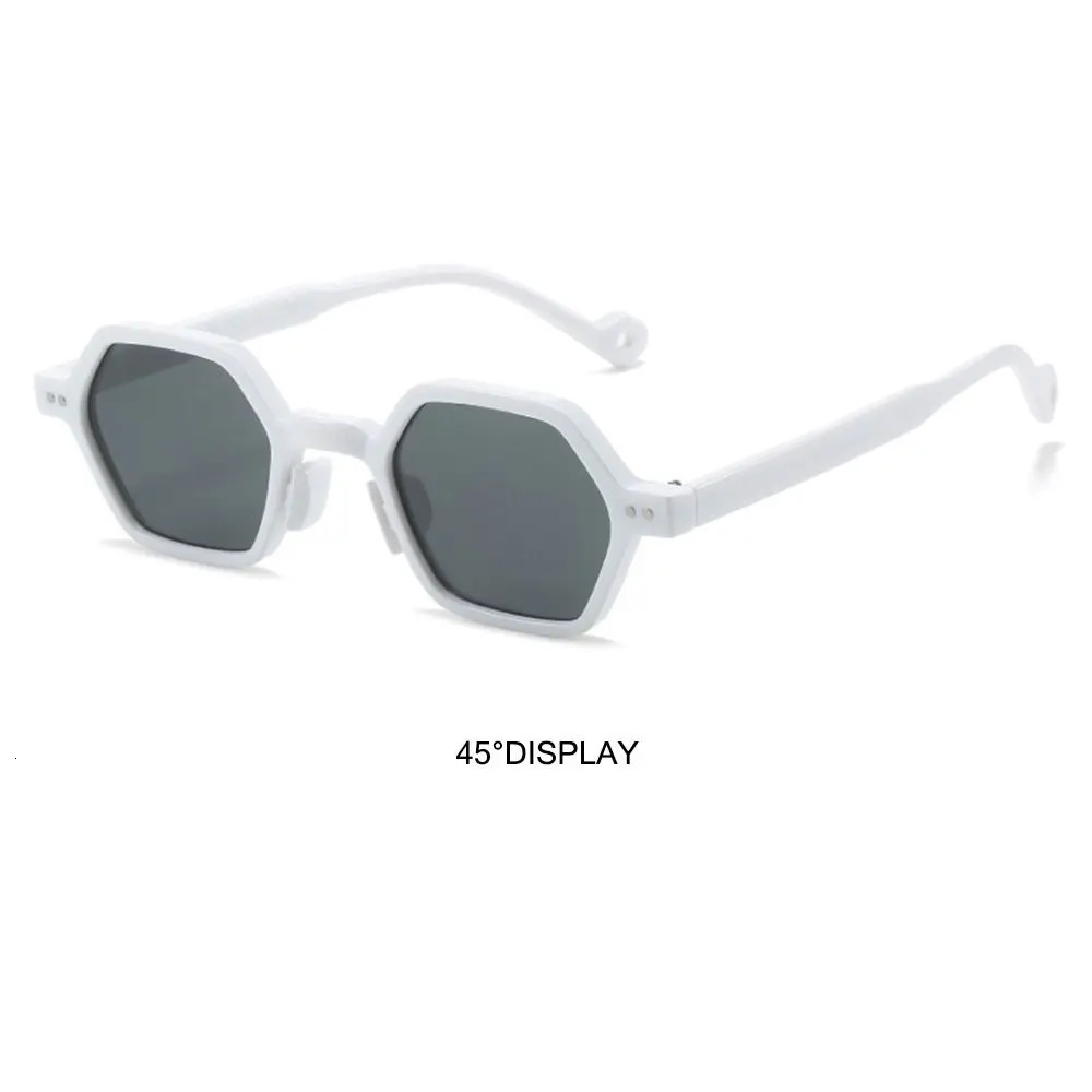 Vintage Polygon Square Sunglasses Fashion Hexagon Clear Ocean Lens Shades UV400 Rivets Sun Glasses for Women Men 250516