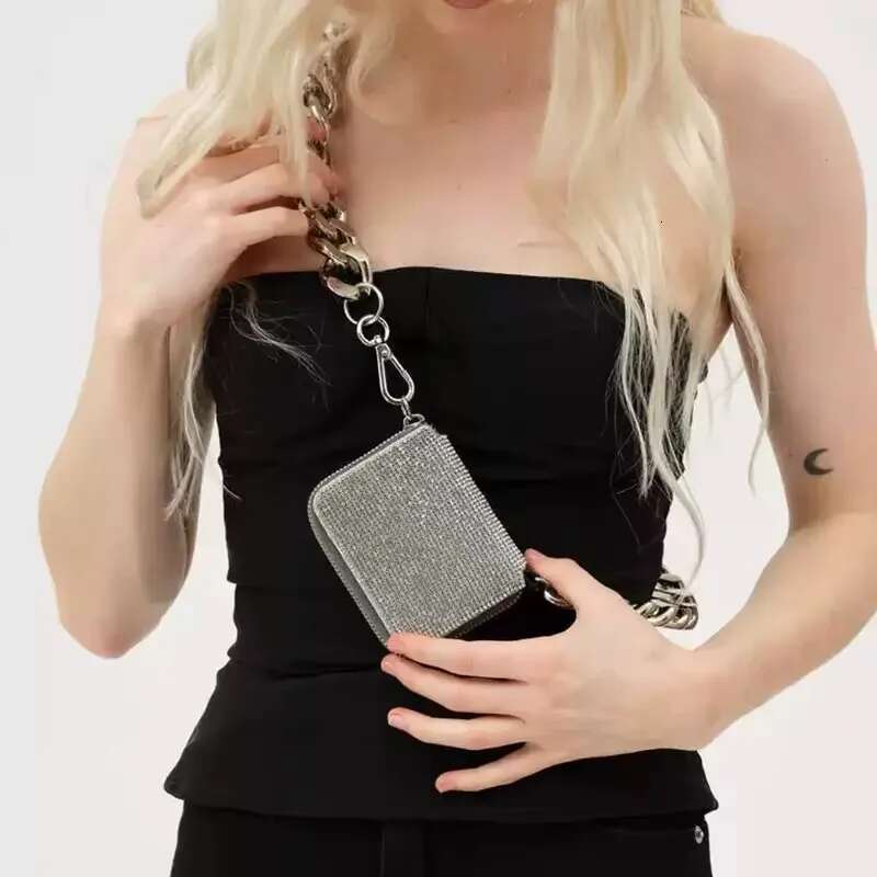 Metal Thick Chain Chest Bags For Women 2024 New Trend Fashion Mini Waist Cute Solid Color Coin Purse Exquisite Crossbody Bag
