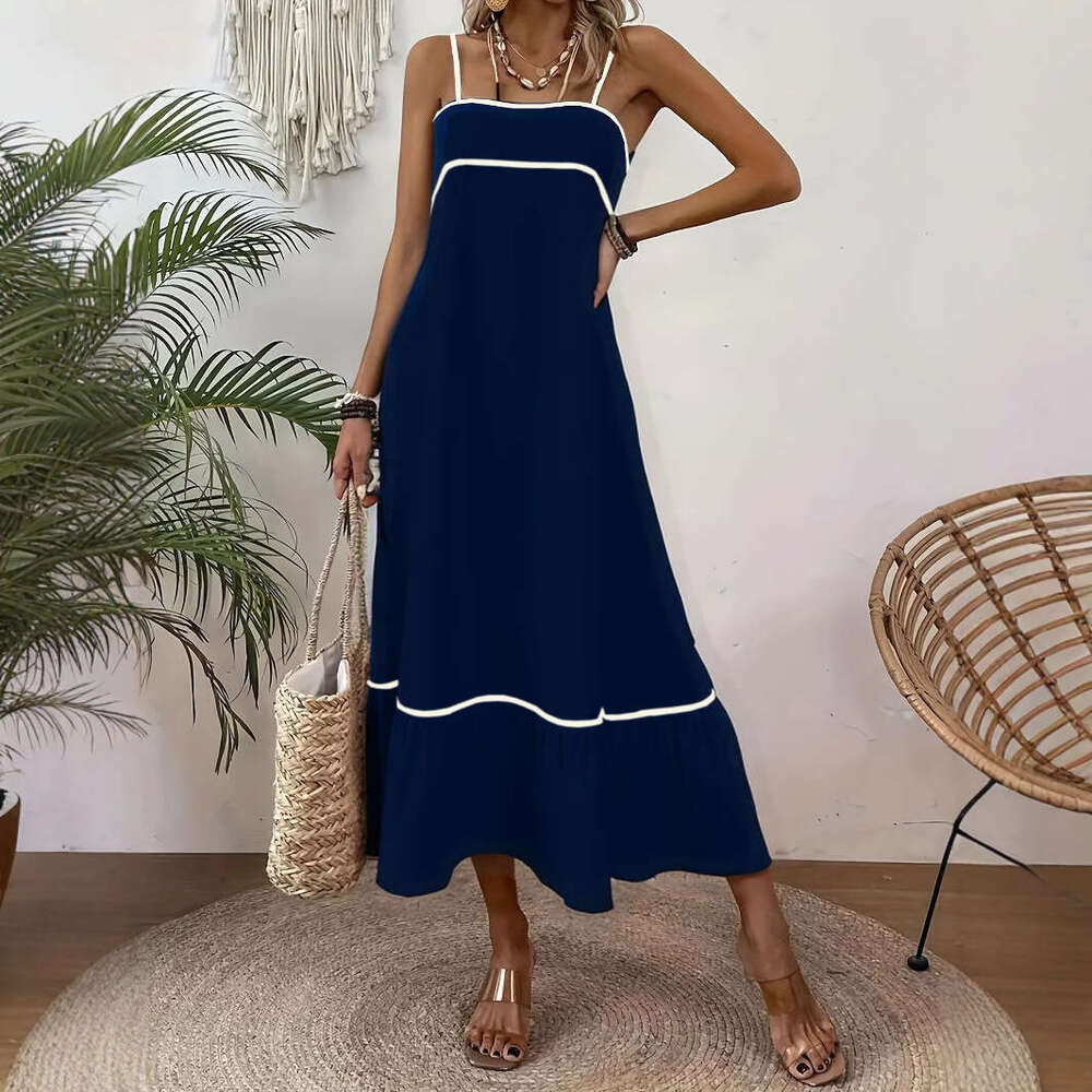 Maxi Dress Women S Summer Dress Sweet Solid Color Strap Skirt New Product KQ
