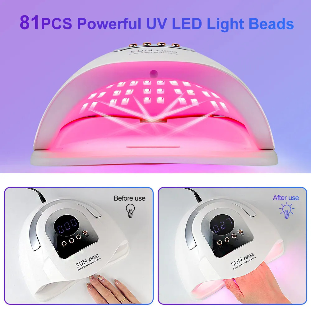 X26MAX 81LED Nail Dryer LED UV Lamp for Nails Gel Polish Dryer Light Professional Nail Art Accessories Curing Gel Toe Nails 250517
