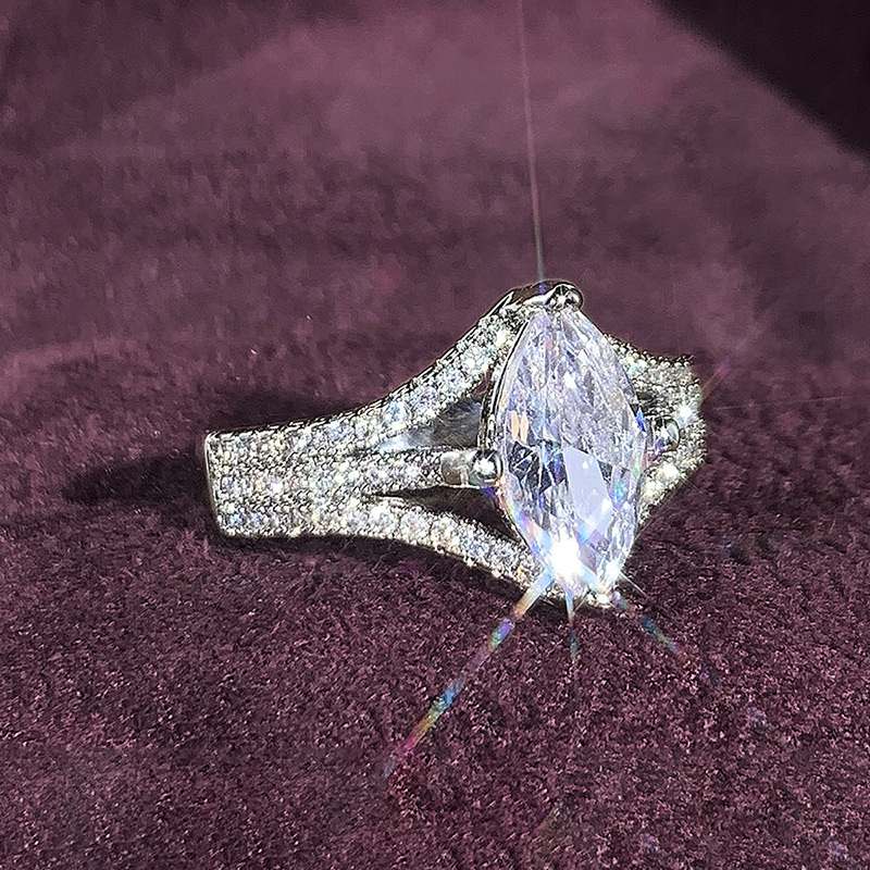 Choucong Drop Ship Elegant Luxury Jewelry 925 Sterling Silver Fill Marquise Cut 5A Cubic Zircon CZ Diamond Party Eternity Women Wedding Bride Engageme