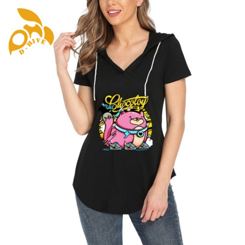 Free Shipping Designer Summer Oversize shirt Customized Tees black Ladies' short-sleeved V-tie hat T-shirt S-XXL