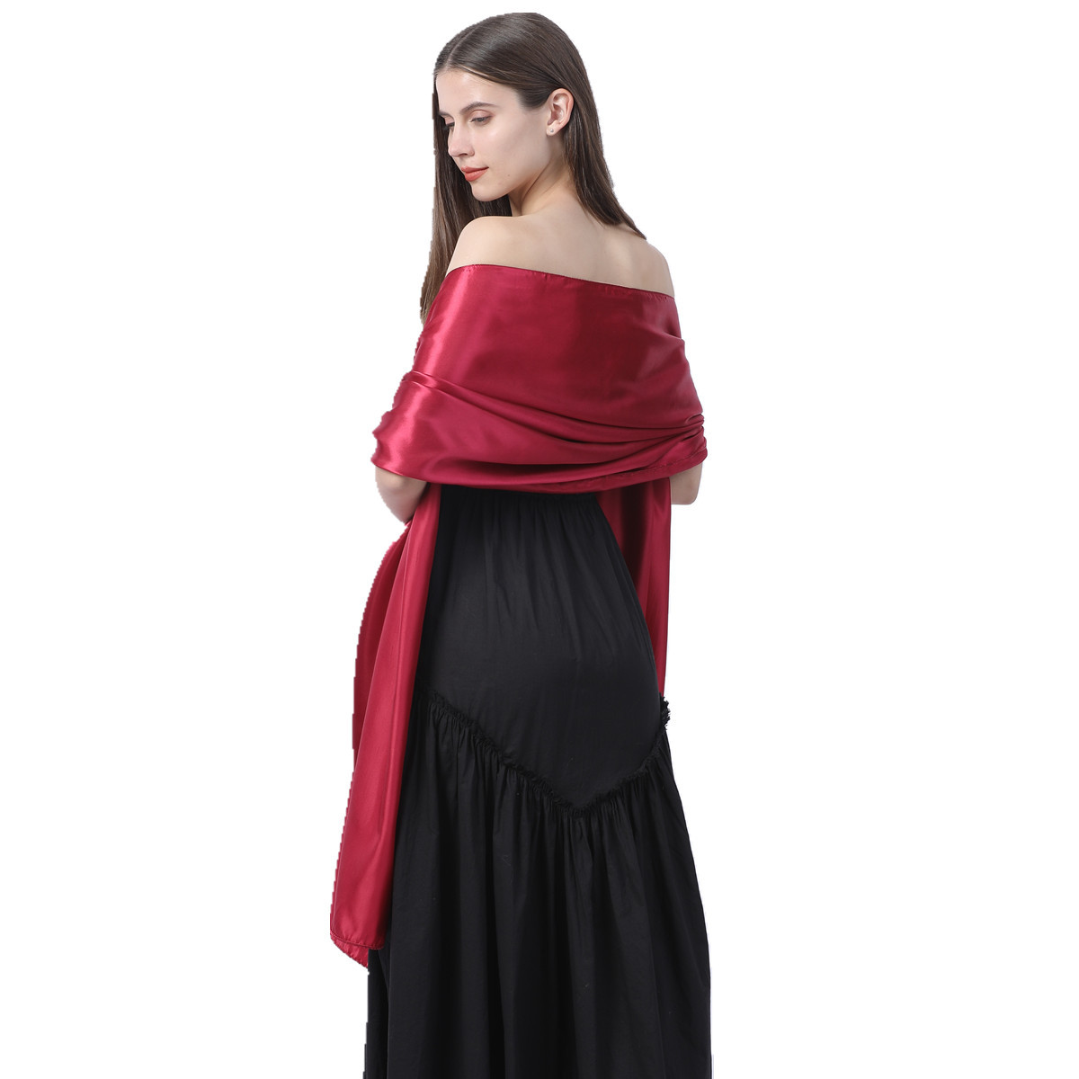 K756 Classic all-match cheongsam evening dress shawl women's satin party banquet outer decoration dual-purpose long scarf hot style