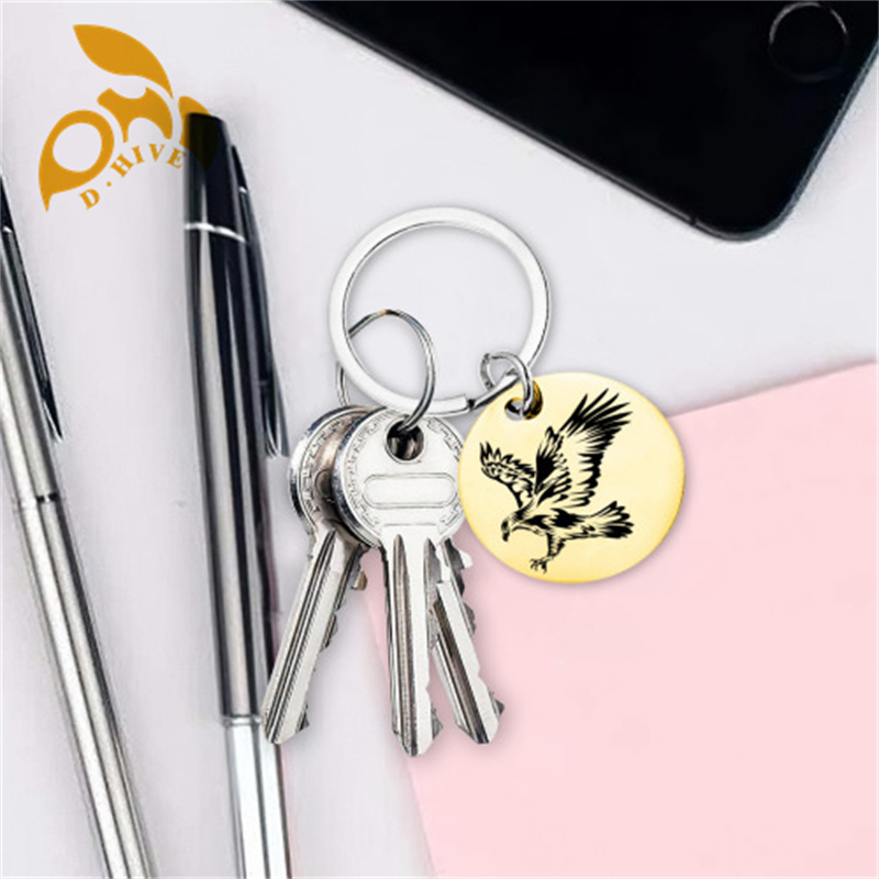 hot sale Stainless steel keychain (double-sided laser engraving) 3x3cm suitable for pet accessories.