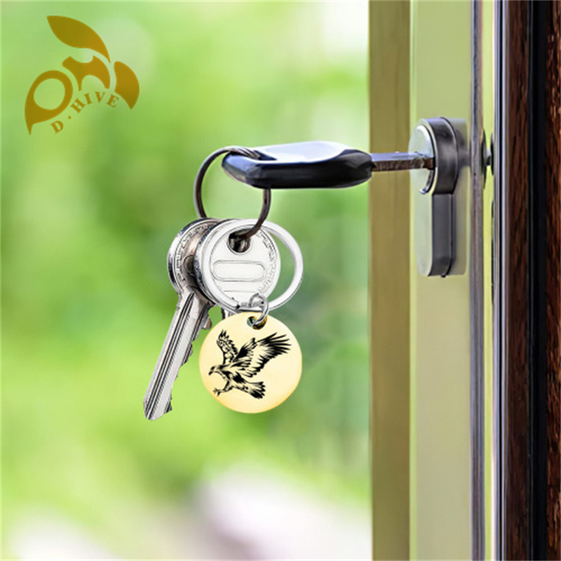 hot sale Stainless steel keychain (double-sided laser engraving) 3x3cm suitable for pet accessories.
