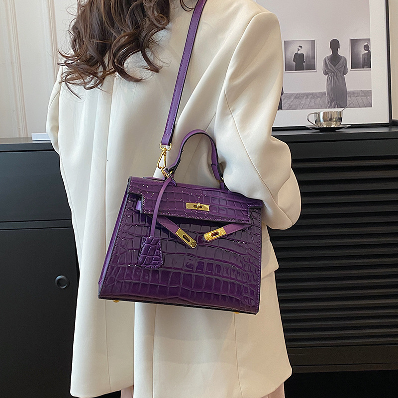 Top Quality Brand High-quality New Item Free Delivery Designer Bag 2024 Fashion Kelly High-end Portable Small Square Crocodile Pattern Shoulder Crossb