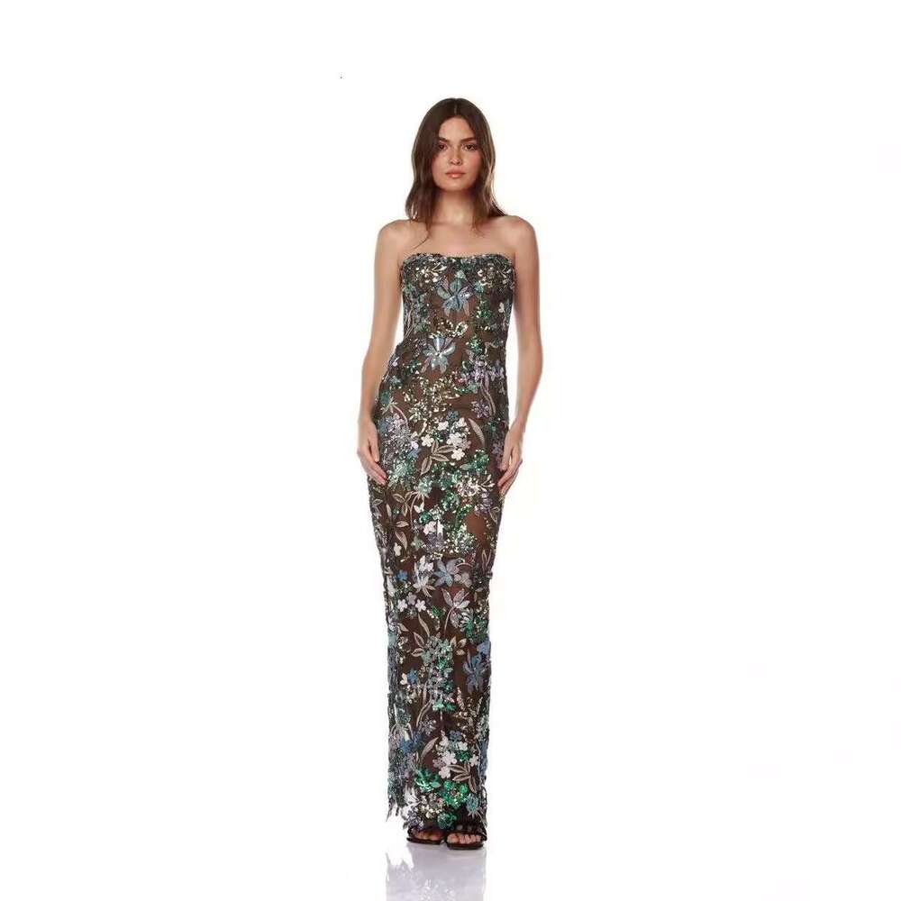 Maxi Dress High Quality Fashion Picture Color Strapless One Shoulder Slim Fit Floral Long Style Hip Hugging Dress Evening Gown KQ