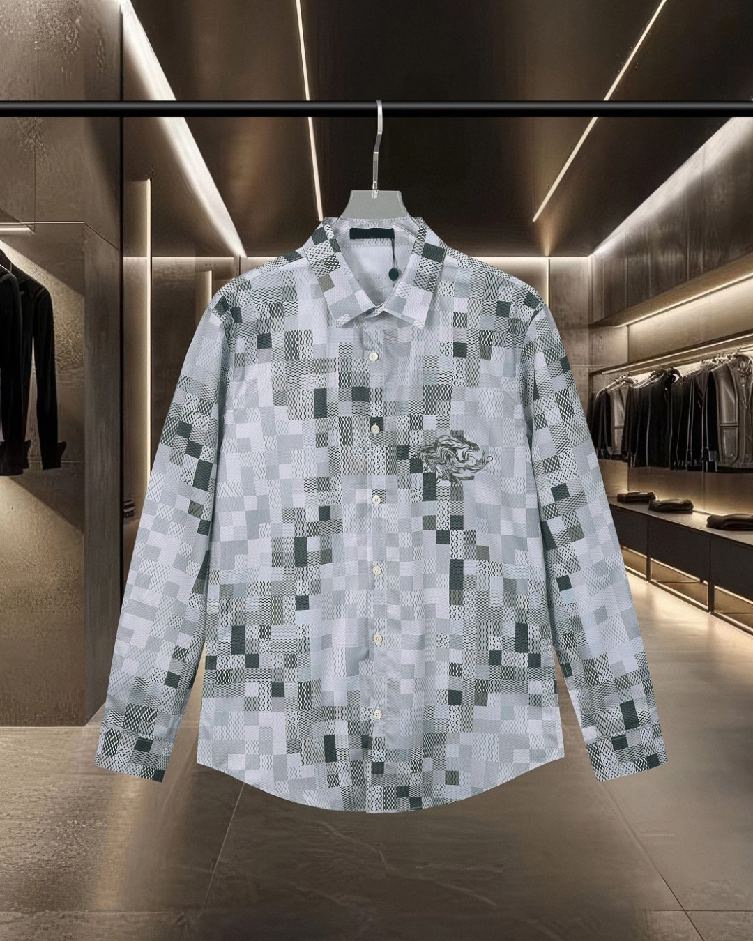 Hawaiian letter printed beach shirt, fashionable men designer, bowling nightclub, casual long-sleeved button shirt, men's business summer loose dress, suit M-2XL #22