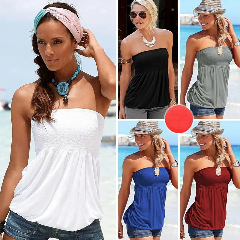 Summer T-shirt Women Fashion Sexy Off Shoulder Shirts Strapless Short Sleeve Beach Tops Tee Feminine 250517