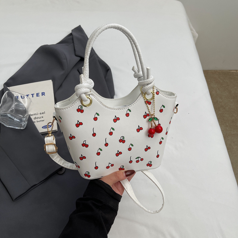 Free Delivery Designer Bag Trendy Girl Hand Fashionable Commuter Cherry Tote Niche Printed Texture Shoulder Underarm Luxury Bag