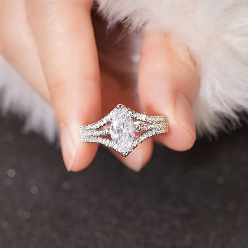 Choucong Drop Ship Elegant Luxury Jewelry 925 Sterling Silver Fill Marquise Cut 5A Cubic Zircon CZ Diamond Party Eternity Women Wedding Bride Engageme