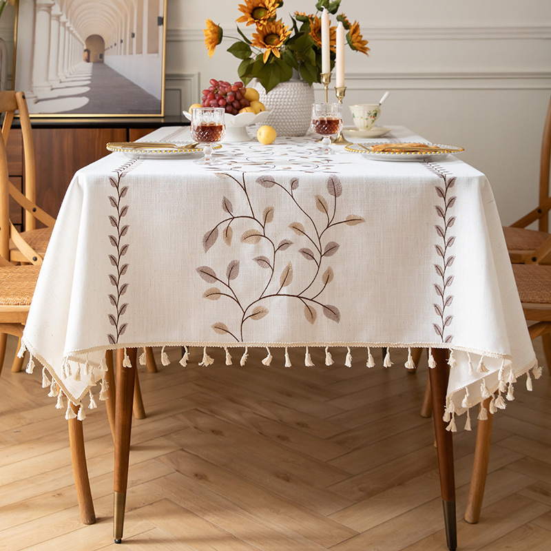 D99 new three-dimensional embroidered tablecloth American light luxury high-end rectangular tablecloth retro atmosphere desk coffee table