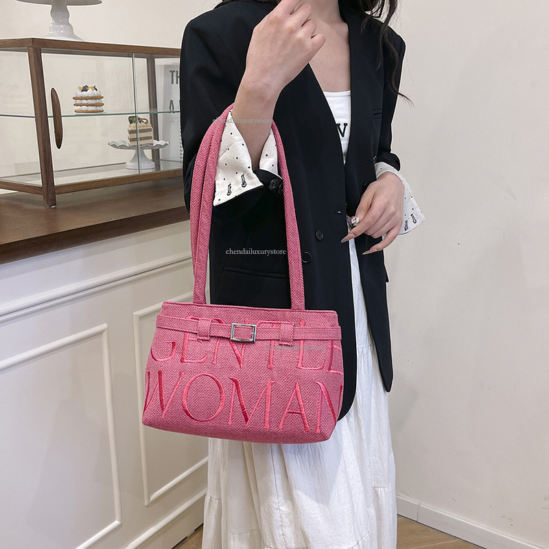 Free Delivery Designer Bag Women's Messenger Bag Thailand Fashion Letter Embroidery Cotton Linen Shoulder Bag New Versatile Student Casual Handba