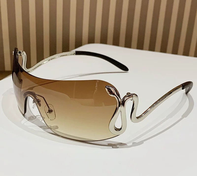 Free shipping designer sunglasses 2025 new fashion, high-end texture, luxurious frameless integrated sunglasses